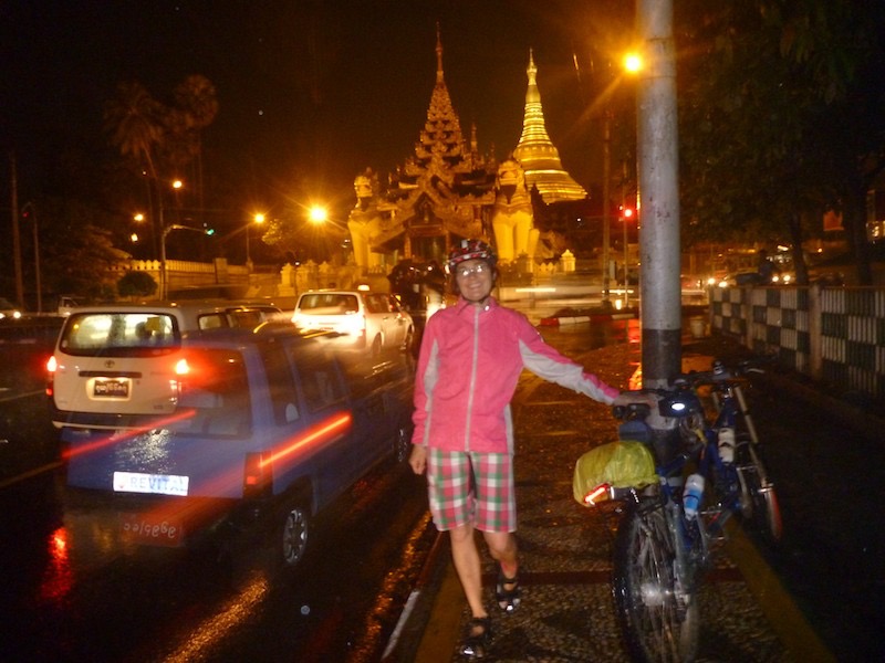 By the time we were riding home it was dark and we accidentally passed the Shwedagon Paya
